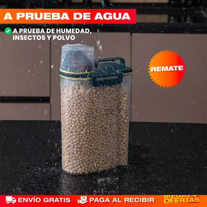 RECIPIENTE HERMÉTICO CON TAPA MEDIDORA