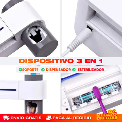 PORTA CEPILLO DE DIENTES 3 EN 1 ESTERILIZADOR UV
