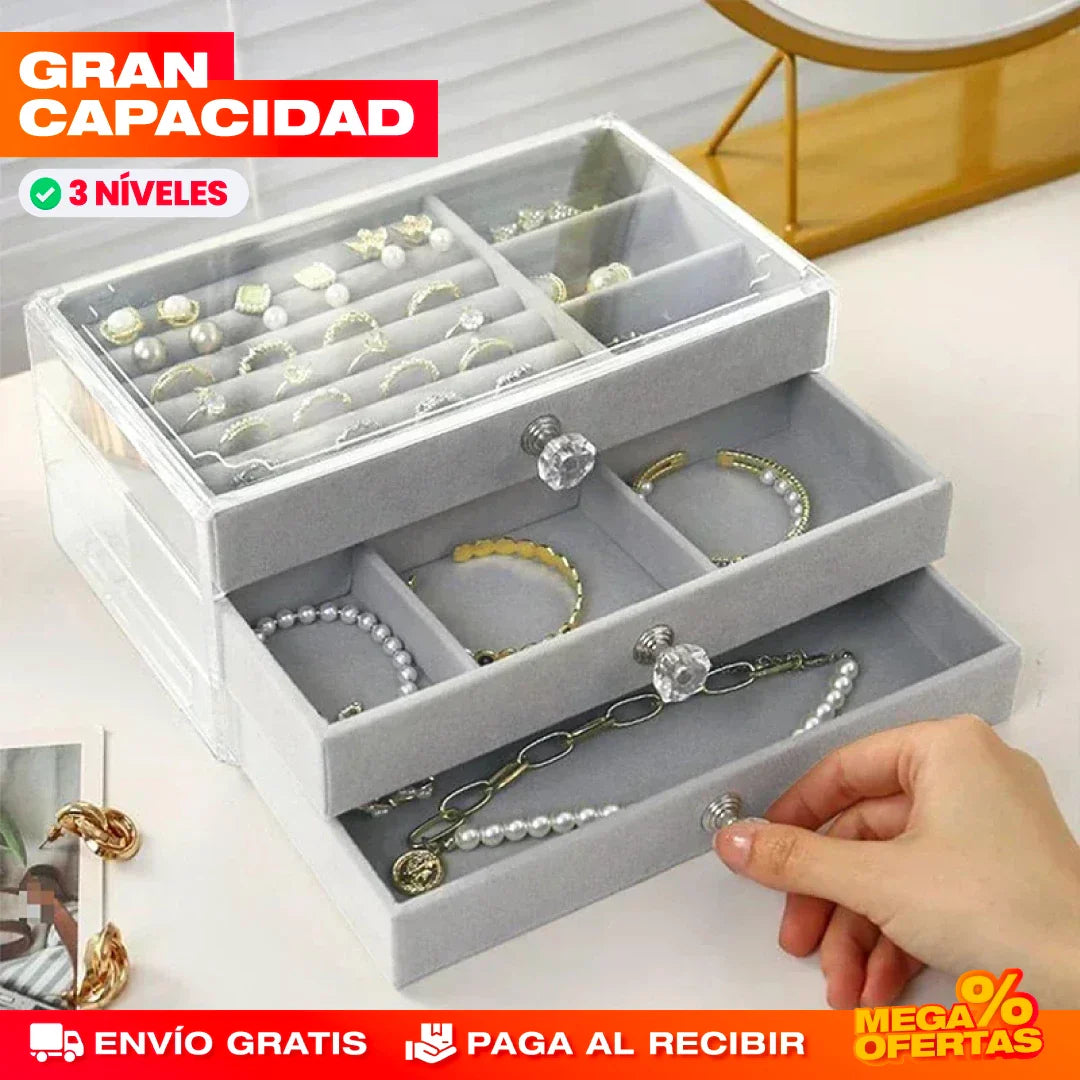 ORGANIZADOR DE JOYAS DE LUJO 3 NIVELES