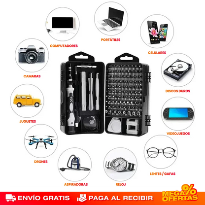 KIT DESTORNILLADORES MAGNÉTICOS 110 PIEZAS