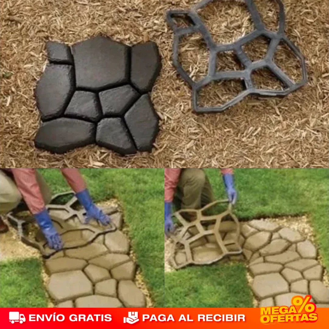 MOLDE ARTESANAL DE PAVIMENTO CEMENTO PARA JARDÍN