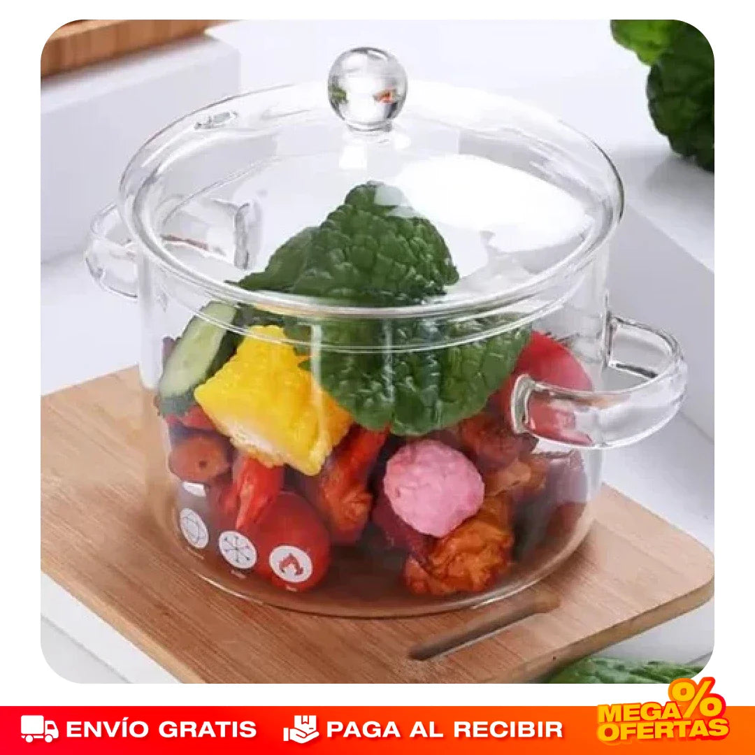 OLLA DE VIDRIO TRANSPARENTE + ENVÍO GRATIS