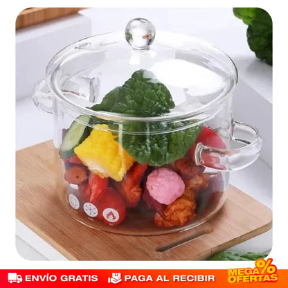 OLLA DE VIDRIO TRANSPARENTE + ENVÍO GRATIS
