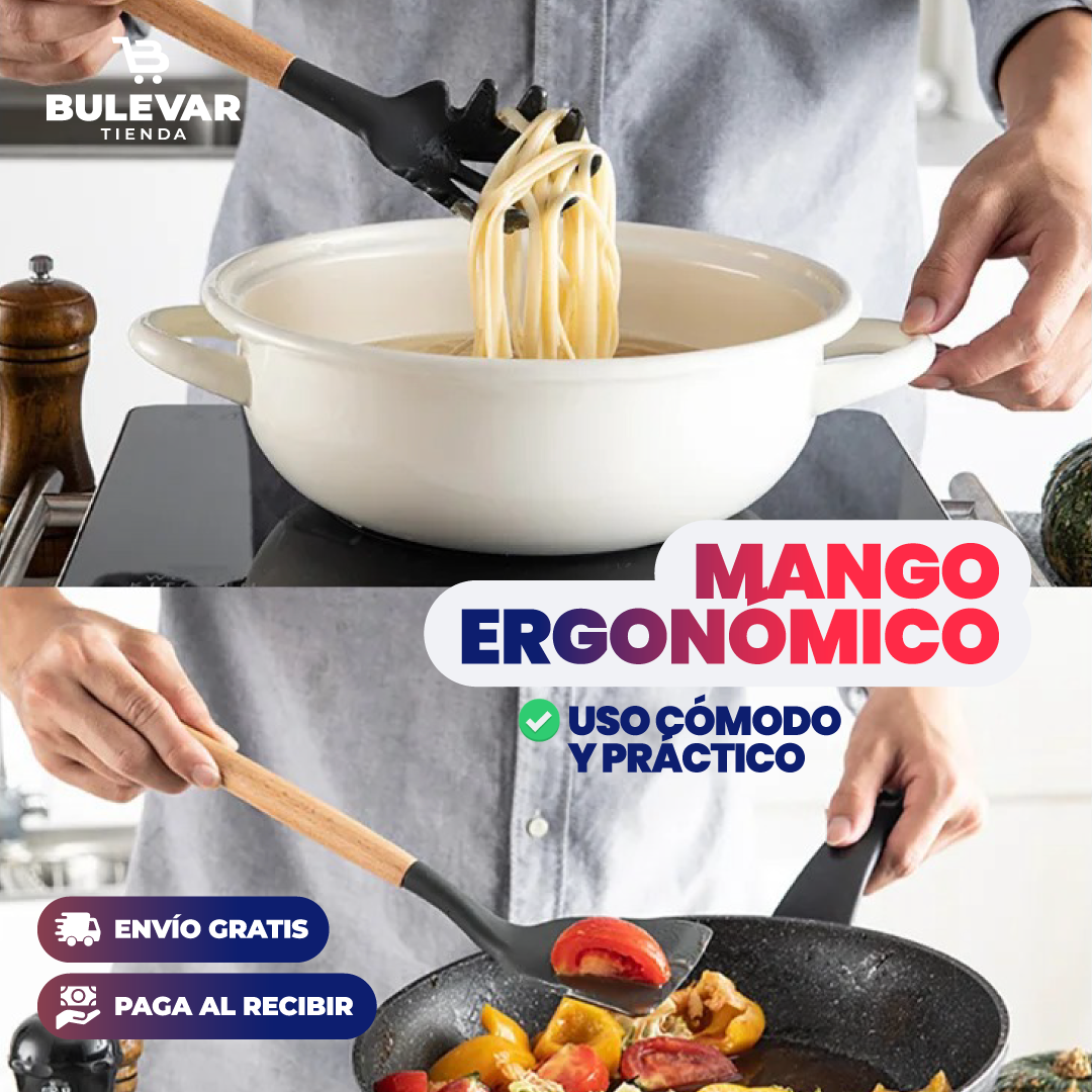 SET UTENSILIOS DE SILICONA PARA COCINA 12 PIEZAS RESISTENTE AL CALOR
