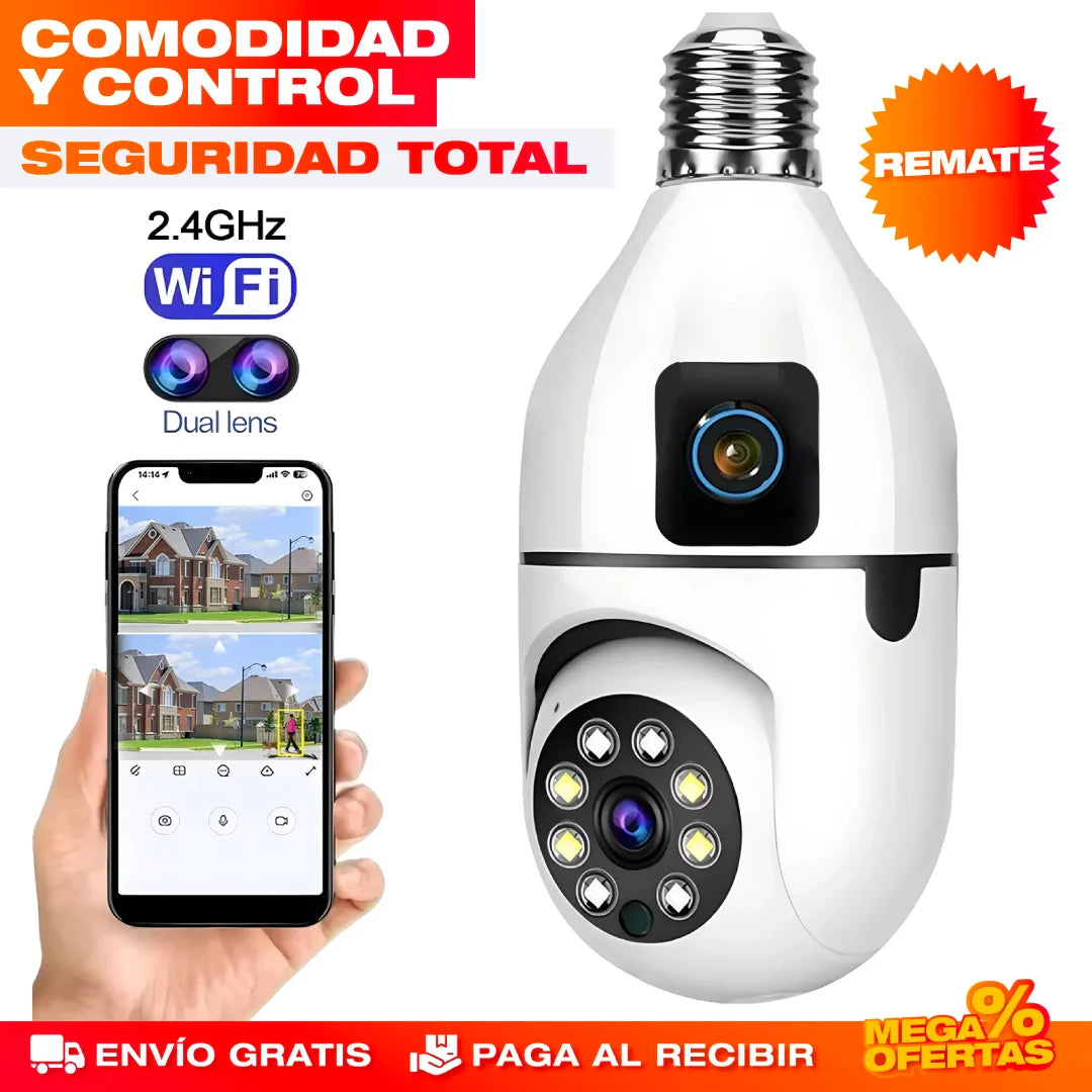 CÁMARA DE SEGURIDAD DUAL PARA BOMBILLA