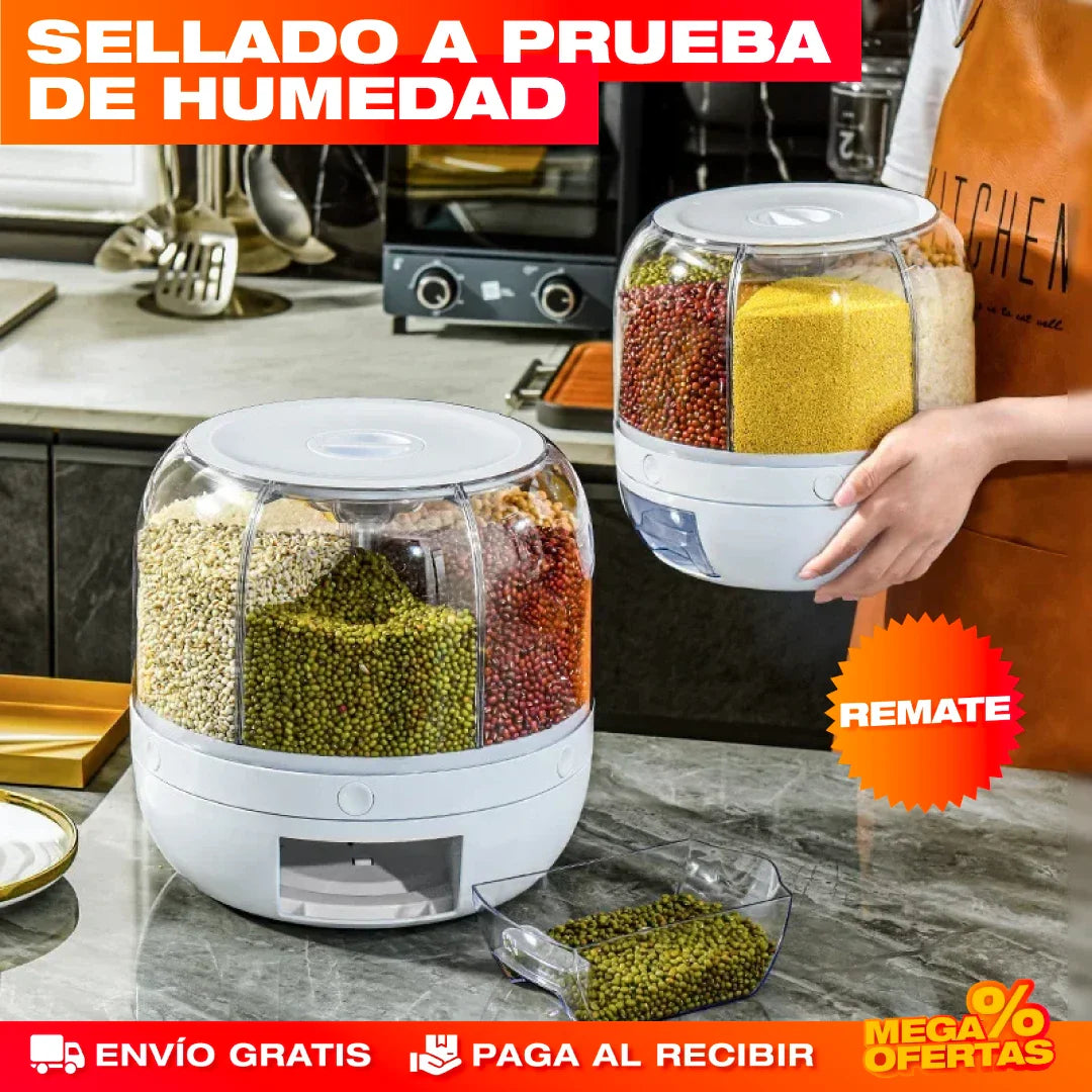 DISPENSADOR ORGANIZADOR GIRATORIO DE GRANOS Y ARROZ