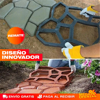 MOLDE ARTESANAL DE PAVIMENTO CEMENTO PARA JARDÍN