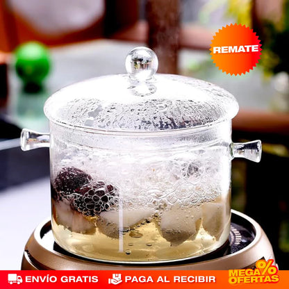 OLLA DE VIDRIO TRANSPARENTE + ENVÍO GRATIS