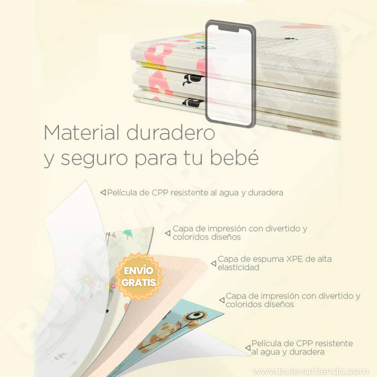 TAPETE DE GATEO PARA BEBÉS ANTI GOLPES