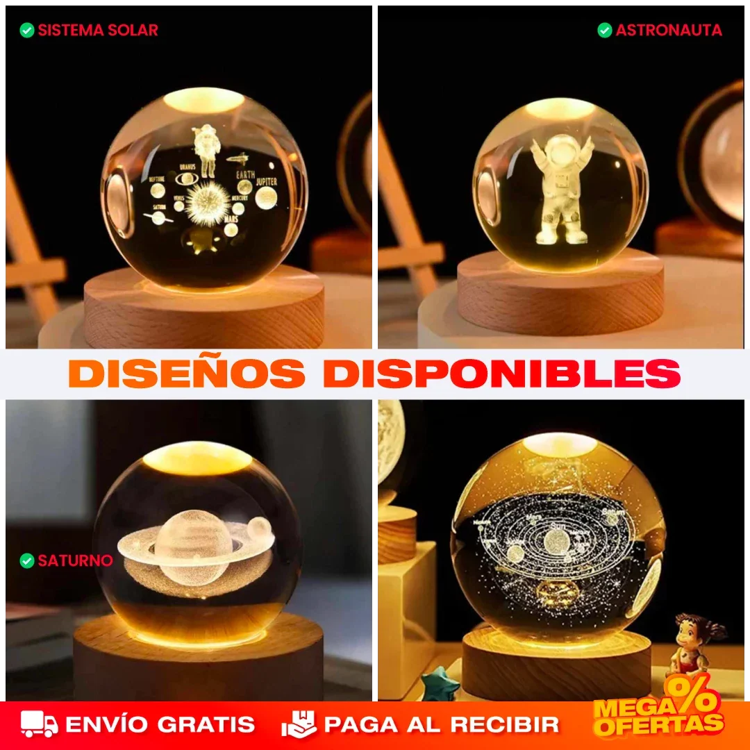 PROMO 2X1 LÁMPARA BOLA DE CRISTAL LED 3D