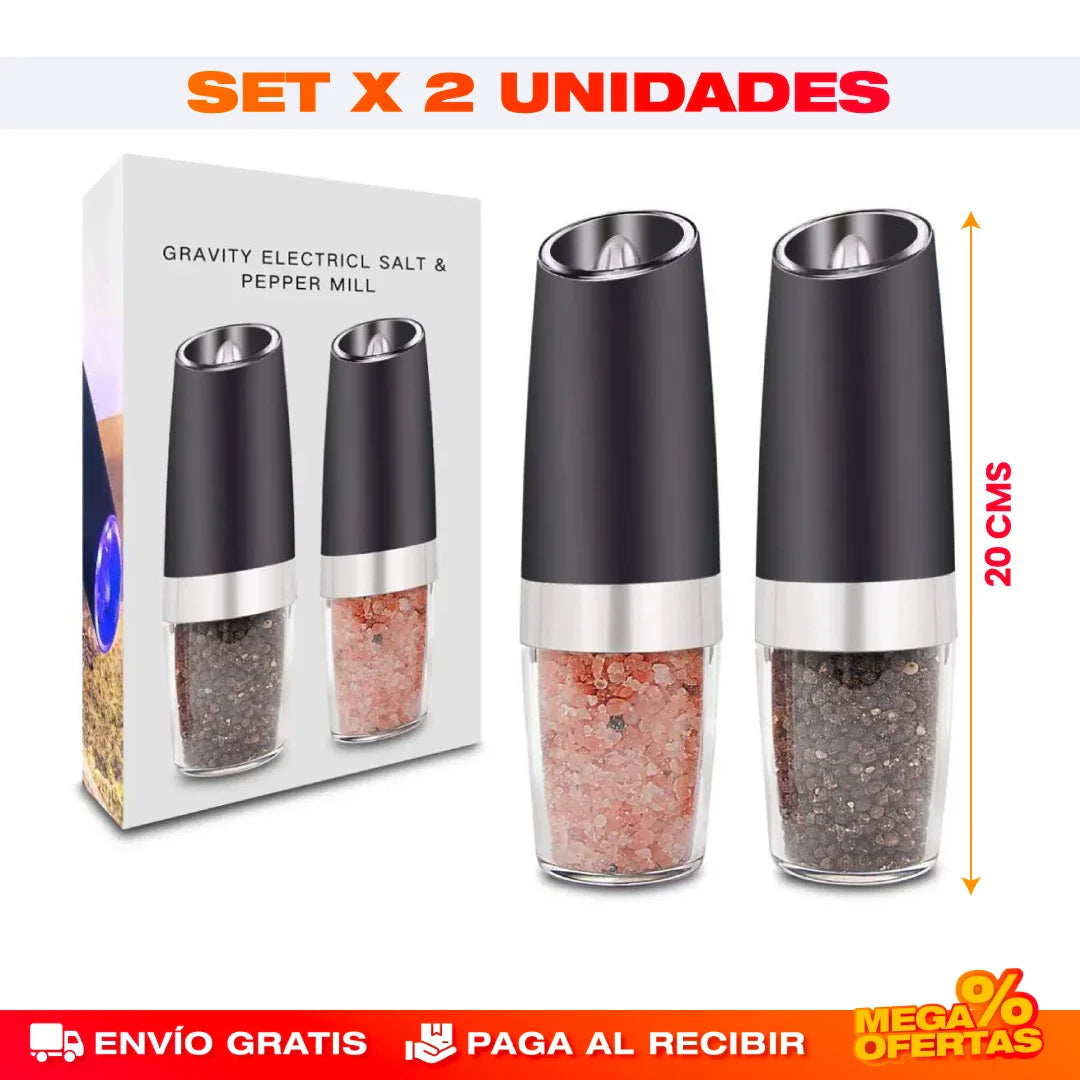 SET X 2 MOLINILLOS ELÉCTRICOS DE SAL Y PIMIENTA