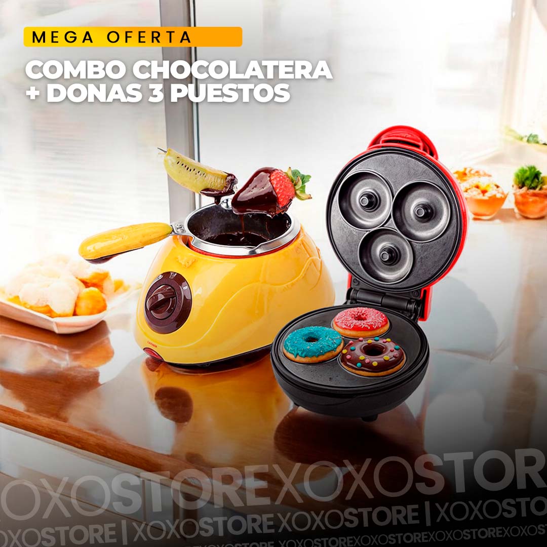 Super Combo de fundidora de chocolate+mini donas de 3 puestos