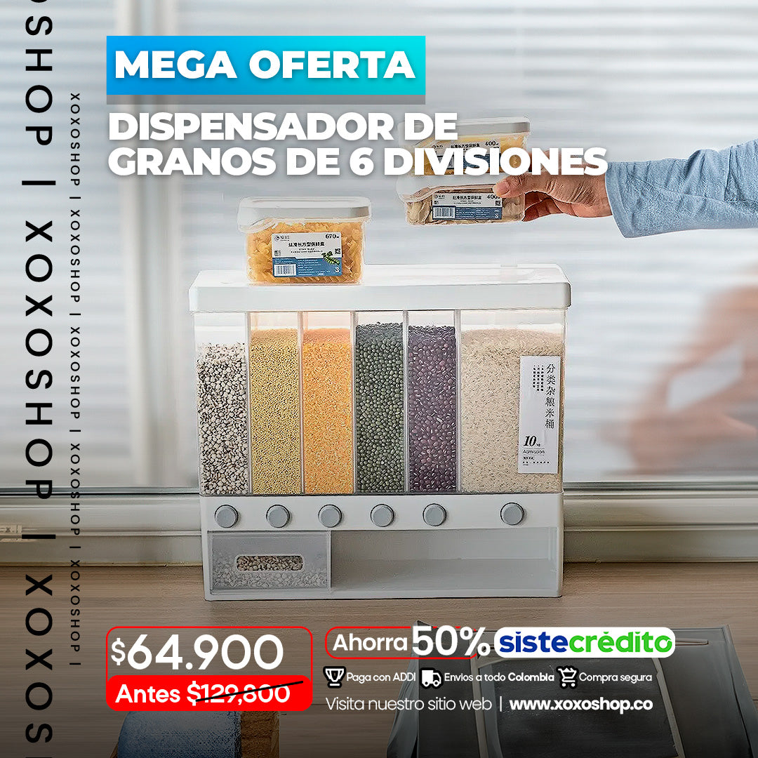 Dispensador  de granos de 6 divisiones