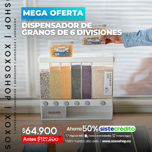 Dispensador  de granos de 6 divisiones