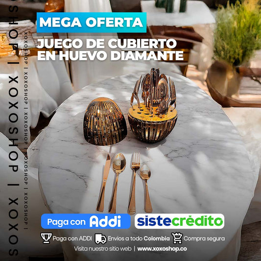 Juego de cubierto en foma de huevo diamanates