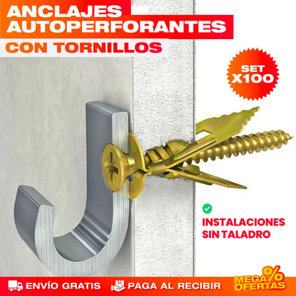 SET X 100 UND. ANCLAJES AUTOPERFORANTES CON TORNILLOS