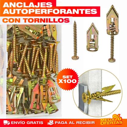 SET X 100 UND. ANCLAJES AUTOPERFORANTES CON TORNILLOS