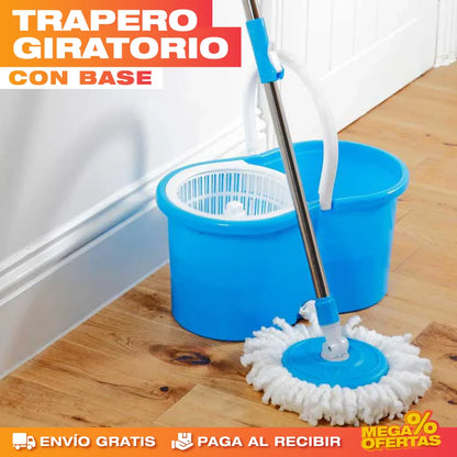 TRAPEADOR GIRATORIO CON CESTA Y BALDE EXPRIMIDOR