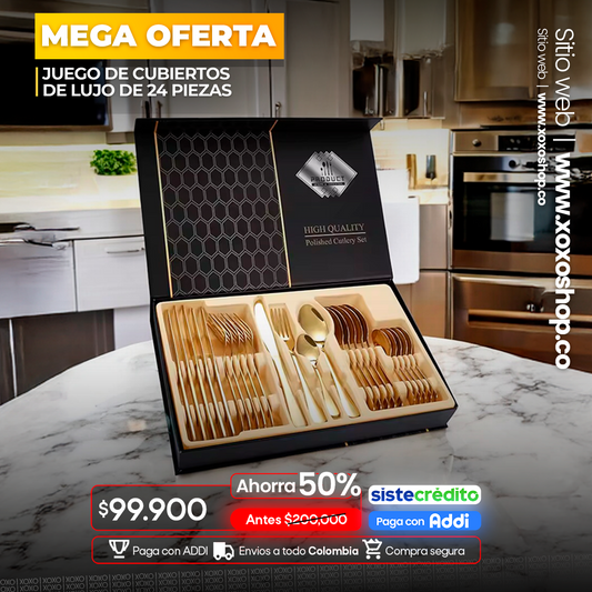 Juego de cubiertos de 24 piezas dorado