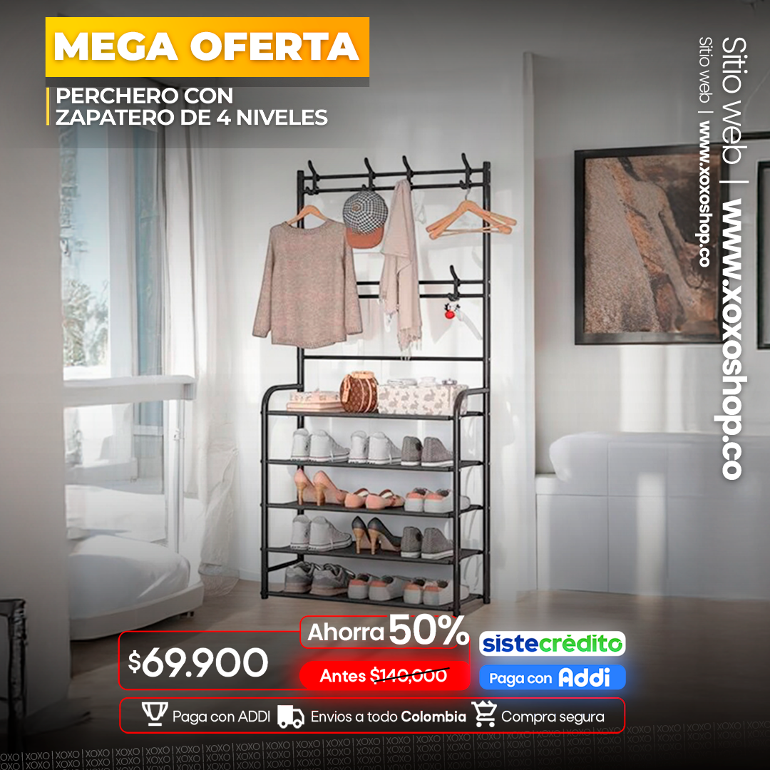 Organizador Perchero y armario de 4 niveles