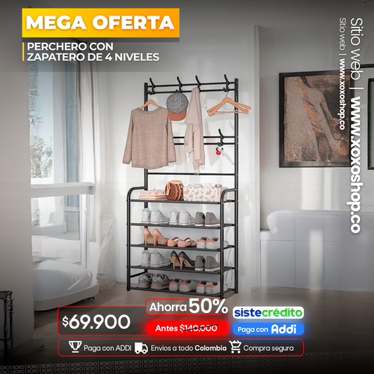 Organizador Perchero y armario de 4 niveles