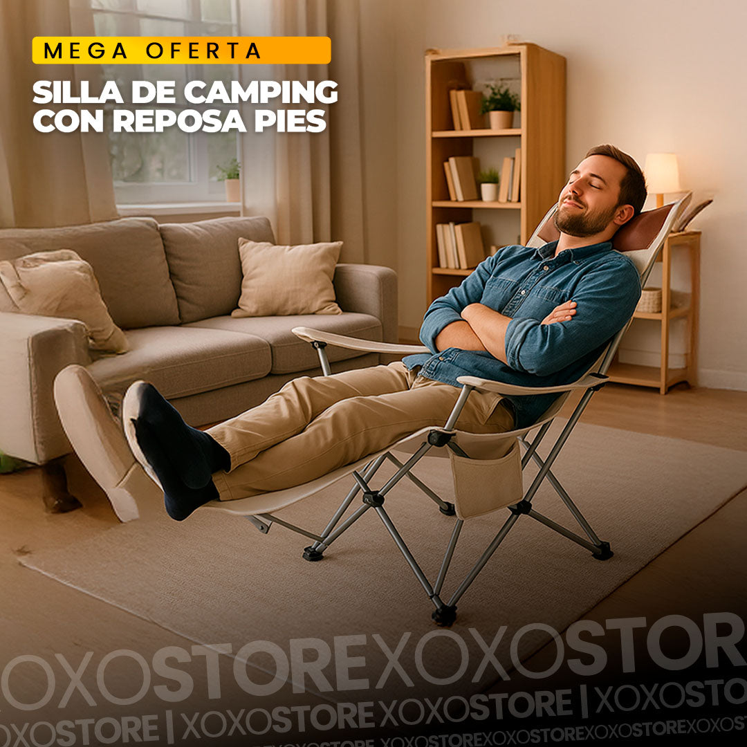 Silla de camping con reposa pies