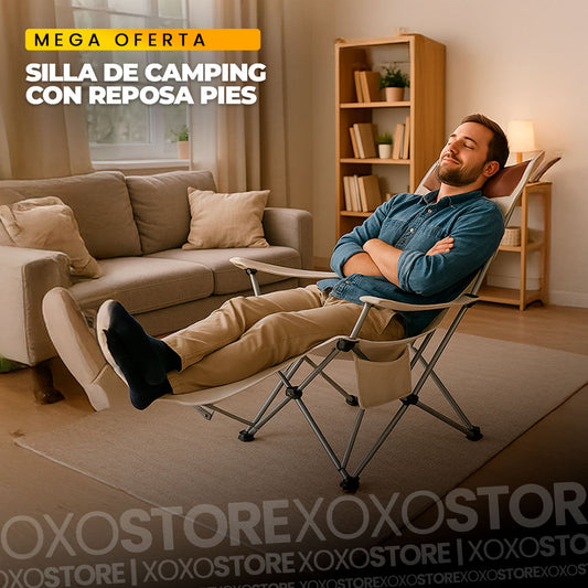 Silla de camping con reposa pies