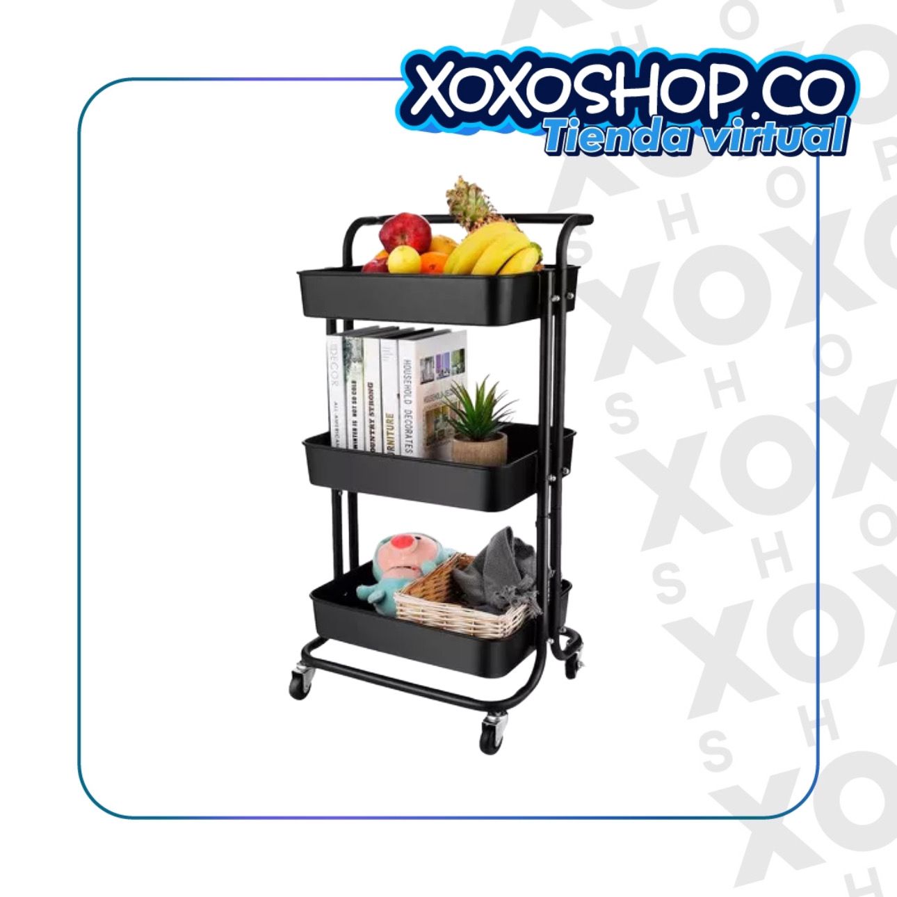 Carrito organizador de 3 niveles con rueda
