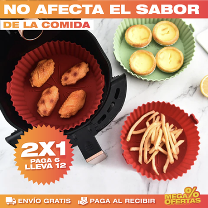 PROMO 2X1 SET DE 6 CANASTAS DE SILICONA PARA AIR FRYER