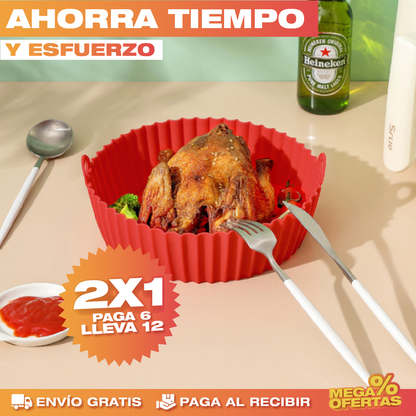 PROMO 2X1 SET DE 6 CANASTAS DE SILICONA PARA AIR FRYER