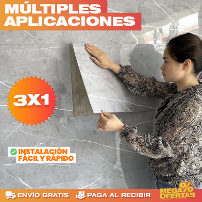 PROMO 3X1 LÁMINAS PVC MÁRMOL ADHESIVAS