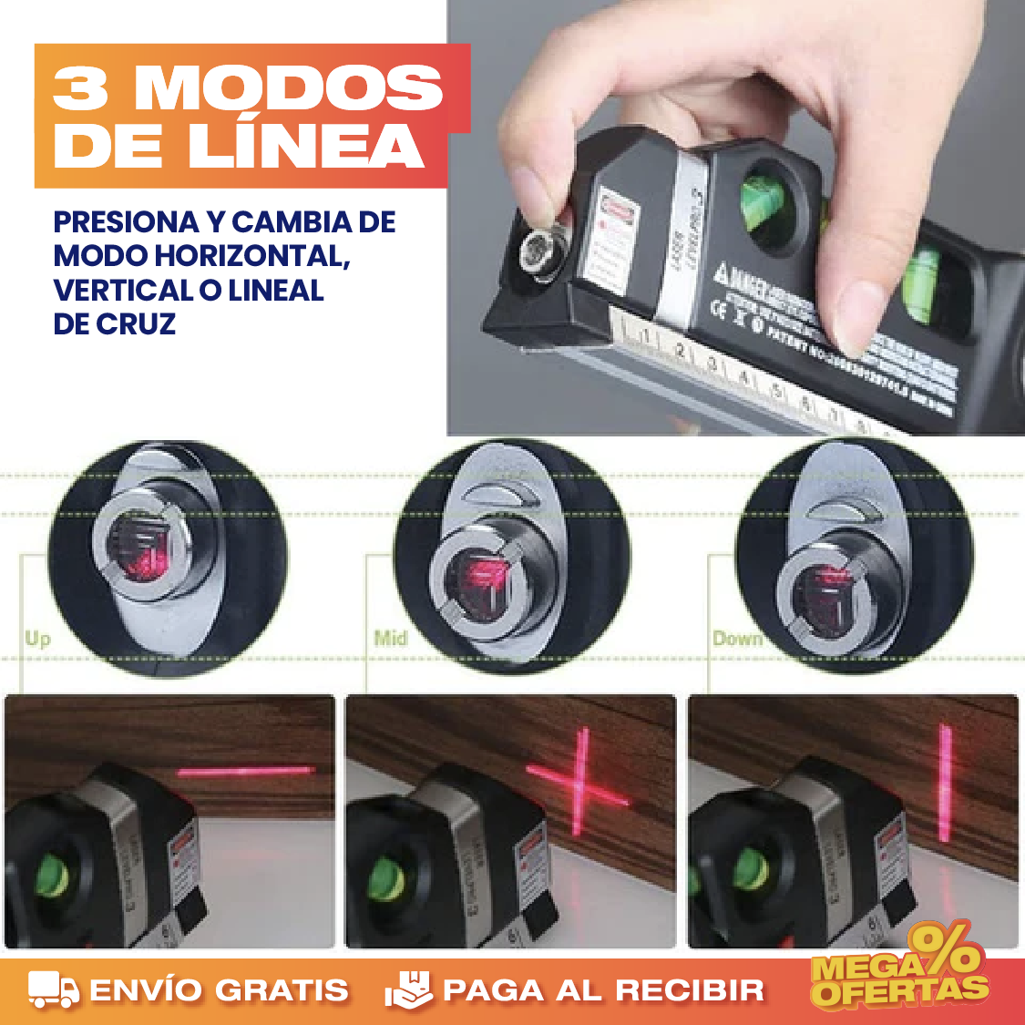 PROMO 2X1 METRO CON NIVEL LASER 4 EN 1 👷‍♂️