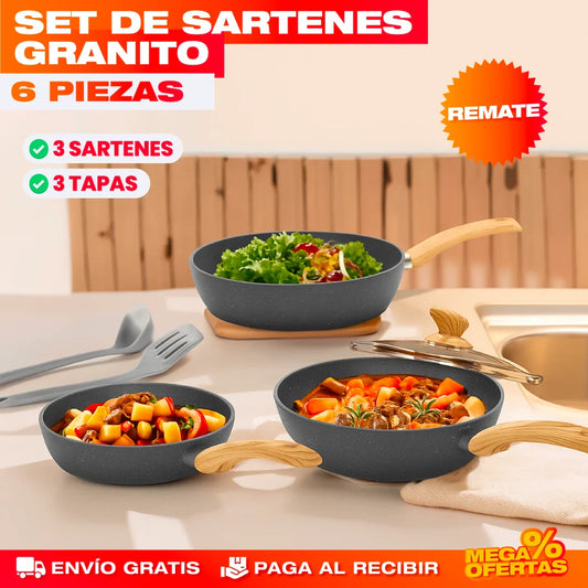 SET DE SARTENES DE GRANITO PREMIUM - 6 PIEZAS