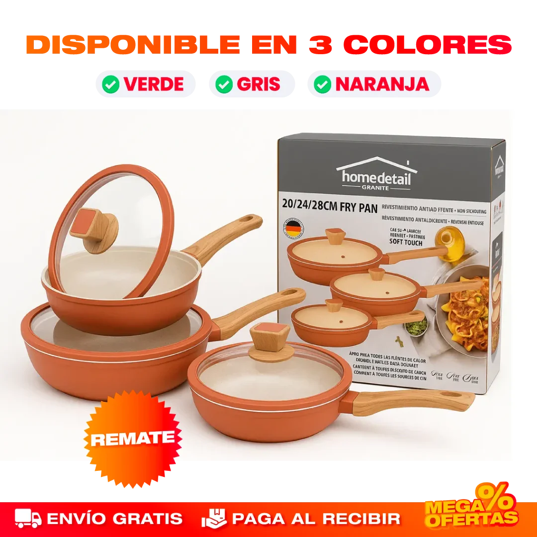 SET DE SARTENES DE GRANITO PREMIUM - 6 PIEZAS