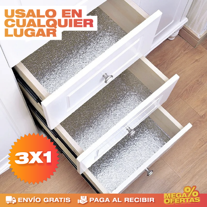 PROMO 3X1 PAPEL ALUMINIO ADHESIVO DE COCINA