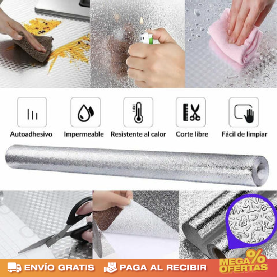 PROMO 3X1 PAPEL ALUMINIO ADHESIVO DE COCINA