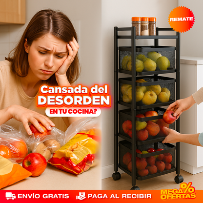 ESTANTERÍA GIRATORIA EXTRAÍBLE MULTIPROPÓSITO - CARRITO MÓVIL