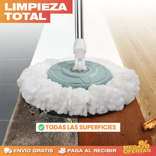 TRAPEADOR GIRATORIO CON CESTA Y BALDE EXPRIMIDOR