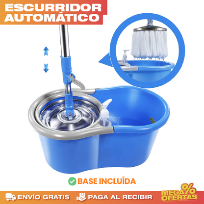 TRAPEADOR GIRATORIO CON CESTA Y BALDE EXPRIMIDOR