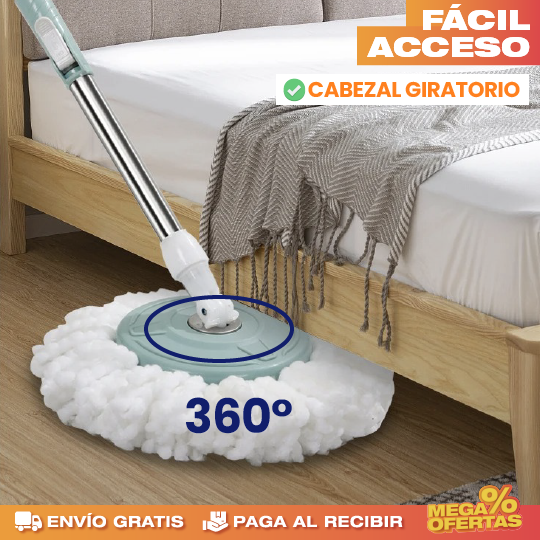 TRAPEADOR GIRATORIO CON CESTA Y BALDE EXPRIMIDOR